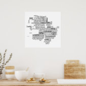 Zwarte Typografische Kaart van Co. Mayo, Ierland Poster (Keuken)