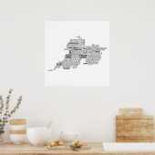 Zwarte Typografische Kaart van County Clare, Ierla Poster (Keuken)