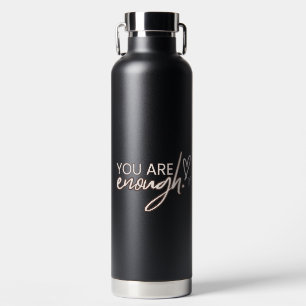 Zwarte Typografische Self-care Quotes Waterfles