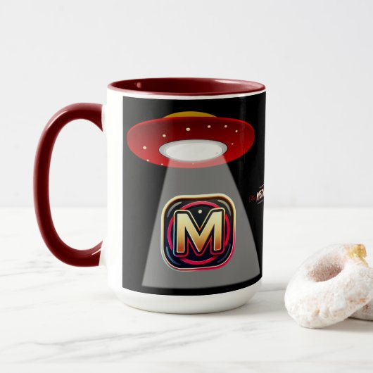 Zwarte UFO-koffiemok Mok (Met donut)