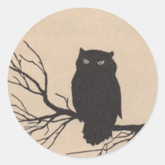 Zwarte Uil - Halloween Sticker (Voorkant)