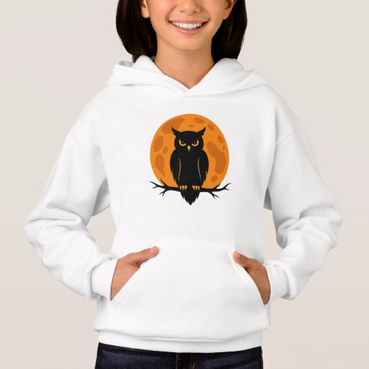 Zwarte Uil & Volle Maan Halloween Ontwerp (Voorkant)