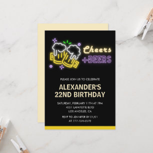Zwarte uitnodiging 22e verjaardag Proost Bier