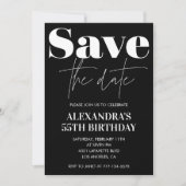 Zwarte uitnodiging 55e verjaardag Save the date Wi (Voorkant)
