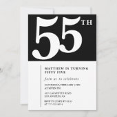 Zwarte uitnodiging 55ste verjaardag Elegant Chic E (Voorkant)
