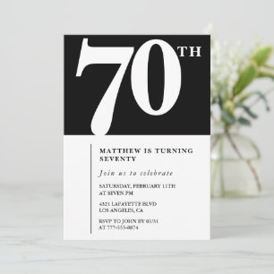 Zwarte uitnodiging 70ste verjaardag Elegant Chic E