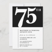 Zwarte uitnodiging 75ste verjaardag Elegant Chic E (Voorkant)