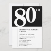 Zwarte uitnodiging 80ste verjaardag Elegant Chic E (Voorkant)