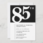 Zwarte uitnodiging 85ste verjaardag Elegant Chic E (Voorkant)