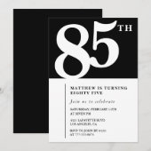 Zwarte uitnodiging 85ste verjaardag Elegant Chic E (Voorkant / Achterkant)
