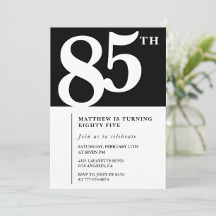 Zwarte uitnodiging 85ste verjaardag Elegant Chic E