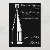 Zwarte uitnodiging Kerk Toren Save the Date