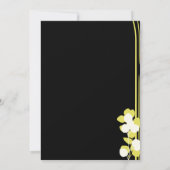 Zwarte uitnodiging met gele en witte bloem (Achterkant)