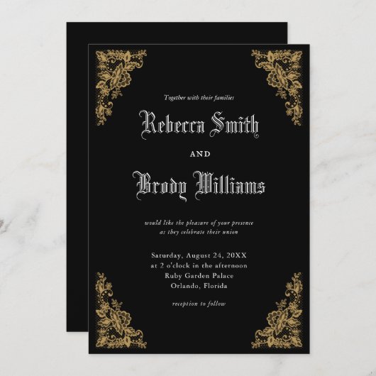 Zwarte uitnodiging tot weduwschap Antiek (Voorkant / Achterkant)