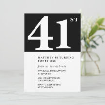 Zwarte uitnodiging voor 41ste verjaardag Elegant C