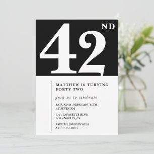 Zwarte uitnodiging voor 42ste verjaardag Elegant C