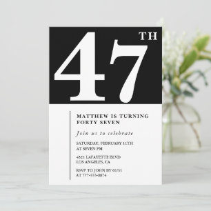 Zwarte uitnodiging voor 47ste verjaardag Elegant C