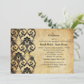 Zwarte  uitnodiging voor het huwelijk (Staand voorkant)