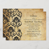 Zwarte  uitnodiging voor het huwelijk (Voorkant / Achterkant)