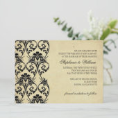 Zwarte  uitnodiging voor het huwelijk (Staand voorkant)