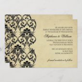 Zwarte  uitnodiging voor het huwelijk (Voorkant / Achterkant)