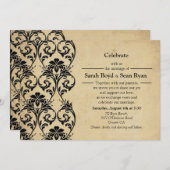 Zwarte  uitnodiging voor het huwelijk (Voorkant / Achterkant)