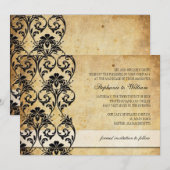 Zwarte uitnodiging voor het huwelijk (Voorkant / Achterkant)