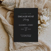 Zwarte uitnodiging voor verlovingsfeest bruiloft