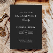 Zwarte uitnodiging voor verlovingsfeest bruiloft