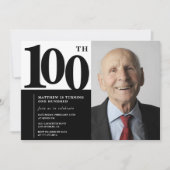 Zwarte uitnodigingen 100e verjaardag Elegant Chic (Voorkant)