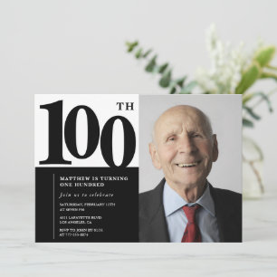 Zwarte uitnodigingen 100e verjaardag Elegant Chic