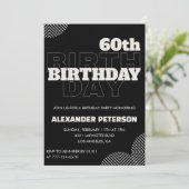 Zwarte uitnodigingen 60ste verjaardag mannenfeest (Staand voorkant)
