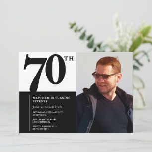 Zwarte uitnodigingen 70ste verjaardag Elegant Chic
