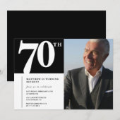 Zwarte uitnodigingen 70ste verjaardag Modern Chic (Voorkant / Achterkant)
