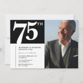 Zwarte uitnodigingen 75ste verjaardag Modern Chic  (Voorkant)