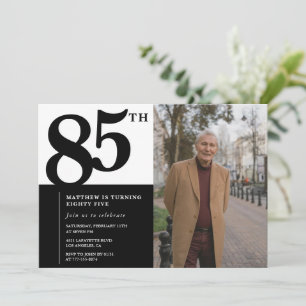 Zwarte uitnodigingen 85ste verjaardag Elegant Chic