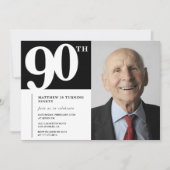 Zwarte uitnodigingen 90ste verjaardag Modern Chic (Voorkant)