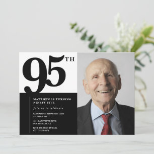 Zwarte uitnodigingen 95e verjaardag Elegant Chic