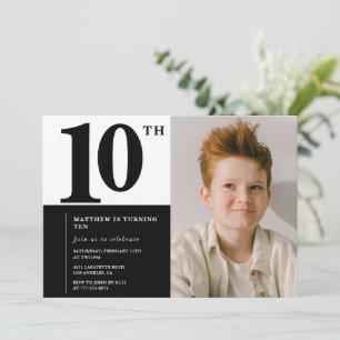 Zwarte uitnodigingen voor 10e verjaardag Elegant C