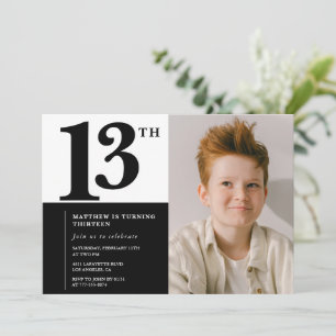 Zwarte uitnodigingen voor 13e verjaardag Elegant C