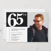 Zwarte uitnodigingen voor 65ste verjaardag Modern (Voorkant)