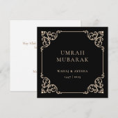 Zwarte Umrah Mubarak Vintage Frame Kaart (Voorkant / Achterkant)