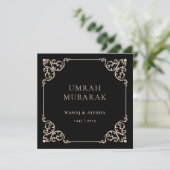 Zwarte Umrah Mubarak Vintage Frame Kaart (Staand voorkant)