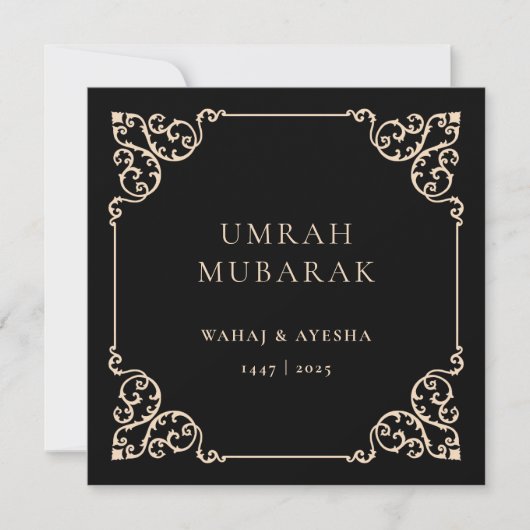 Zwarte Umrah Mubarak Vintage Frame Kaart (Voorkant)