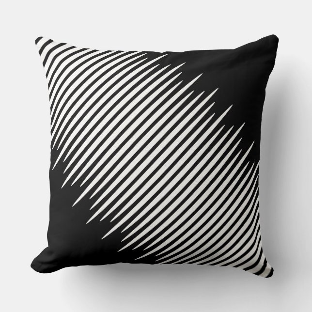 Zwarte Uneven Stagered White Diagnose Lines Kussen (Voorkant)
