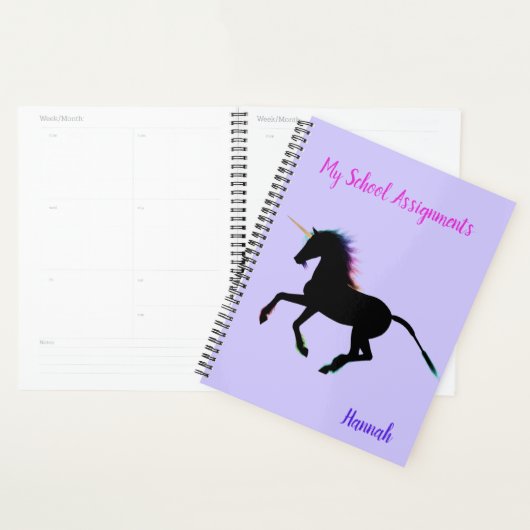 Zwarte Unicorn Girls School Planner (Display)