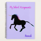 Zwarte Unicorn Girls School Planner (Voorkant)