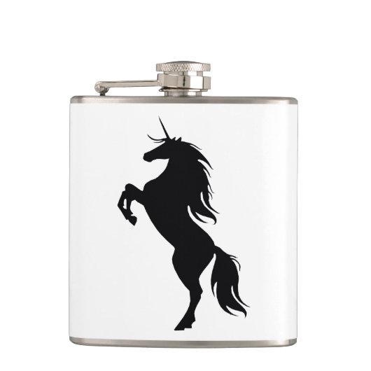 Zwarte Unicorn Silhouette Flask Heupfles (Voorkant)