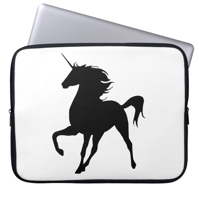 Zwarte Unicorn Silhouette-laptophoes Laptop Sleeve (Voorkant)