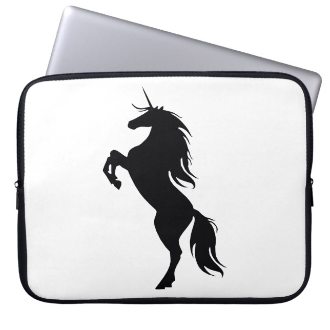 Zwarte Unicorn Silhouette-laptophoes Laptop Sleeve (Voorkant)